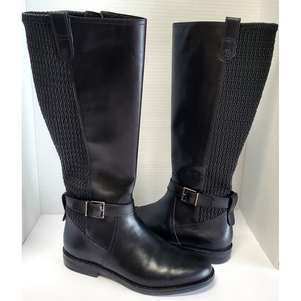 Cole Haan Boots Clover Stretch W24816 Black 7.5 B Leather/Texture Buckle Rubber - Picture 1 of 15